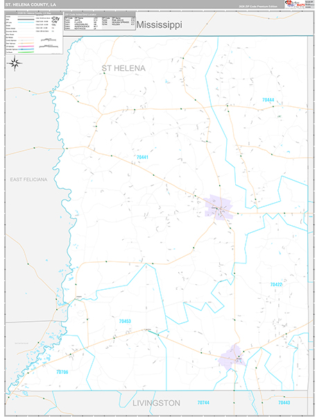 St. Helena County, LA Wall Map